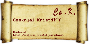 Csaknyai Kristóf névjegykártya